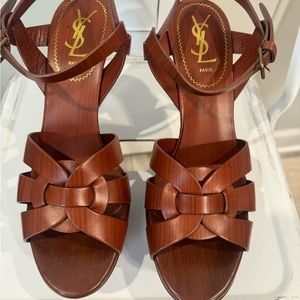 Ysl 4” Tribute Heel Sandals. Size 38 - image 1